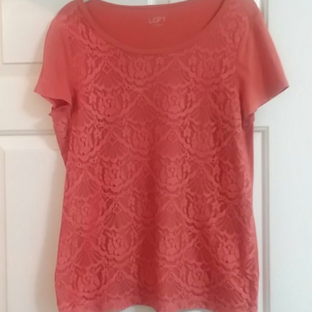 Loft orange lace front top